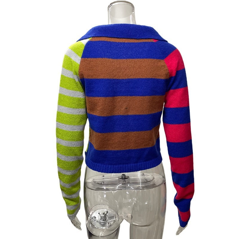 Lapel Striped Knitwear