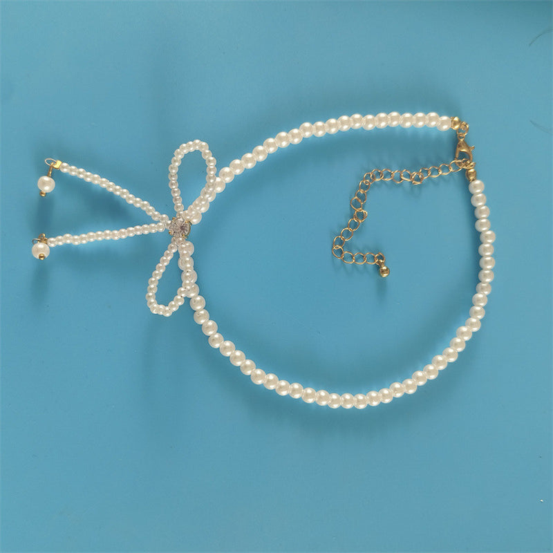 Super Fairy Bow Pearl Necklace