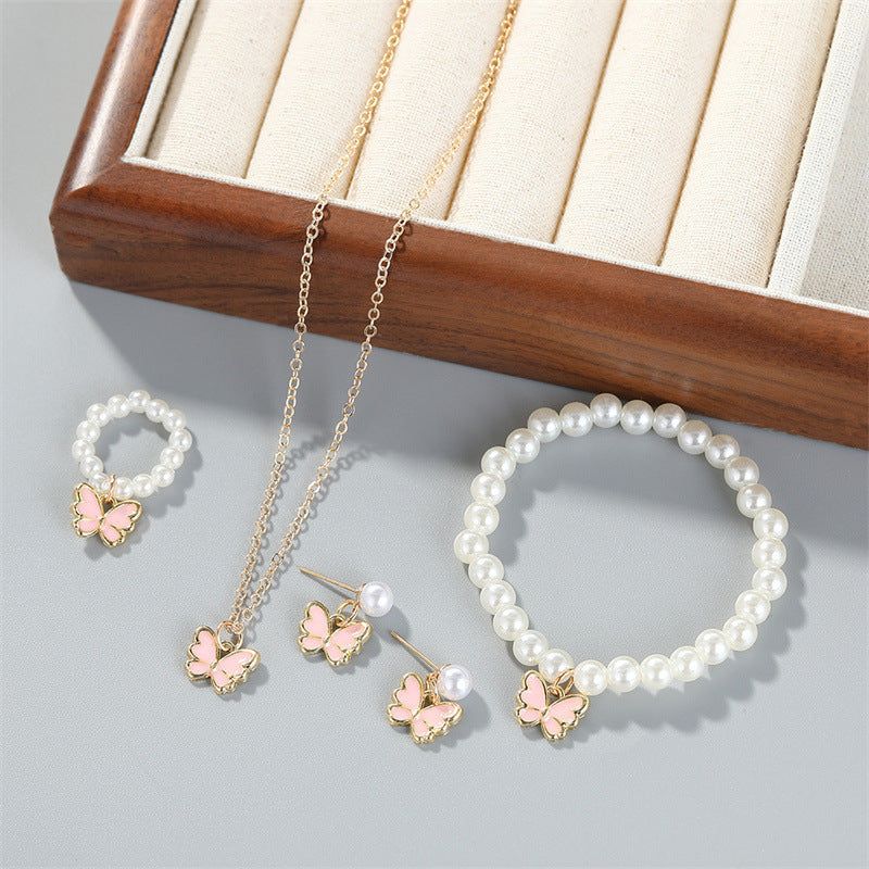 Pearl Butterfly Necklace and Jewelry Set