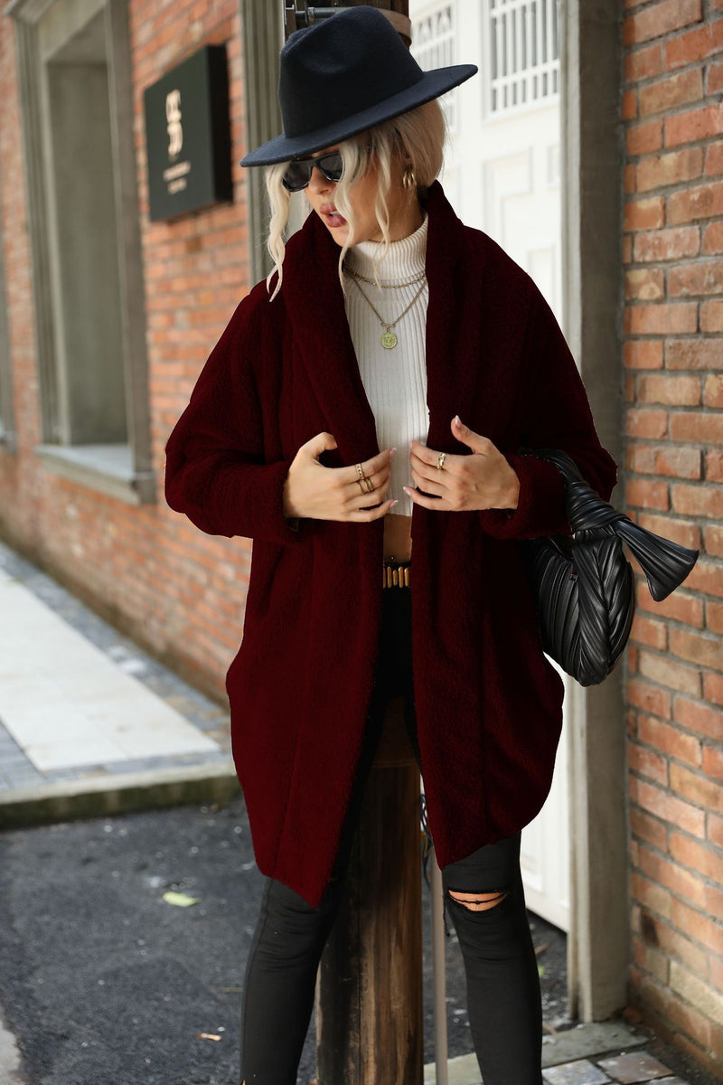 Solid Color Loose Lapel Coat