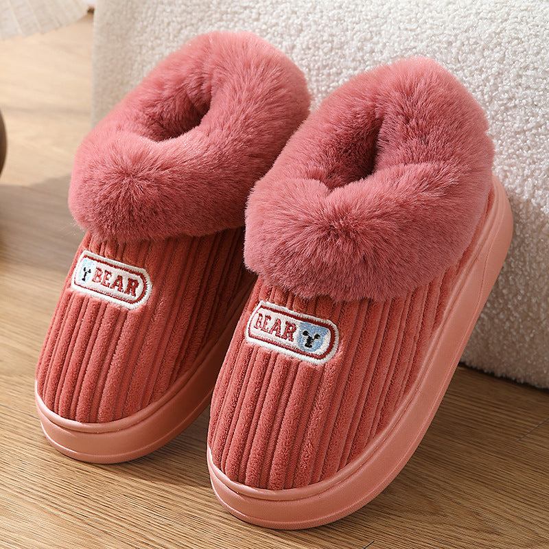 Winter Plush House Slippers with Heel