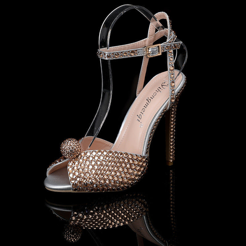 New Rhinestone Pearl Peep-Toe Heels