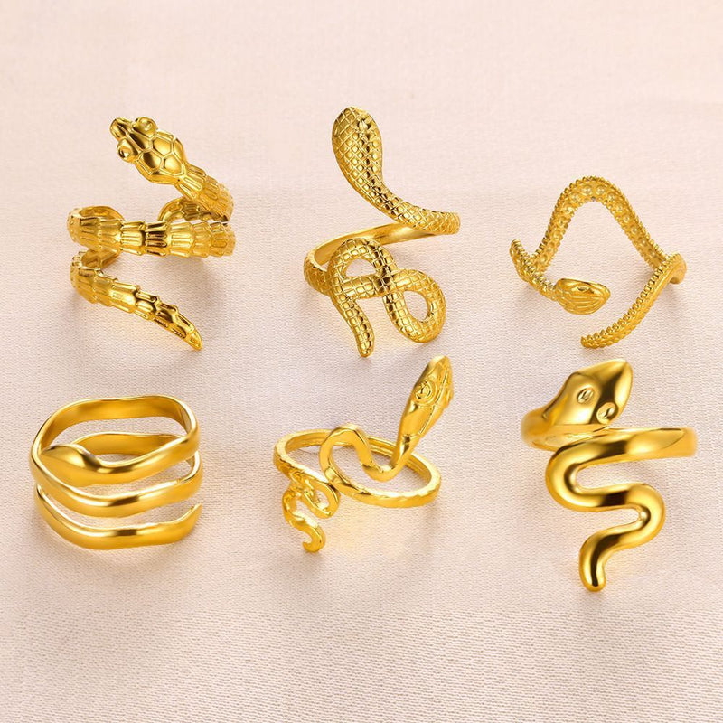 Titanium Steel 18K Gold Snake Ring