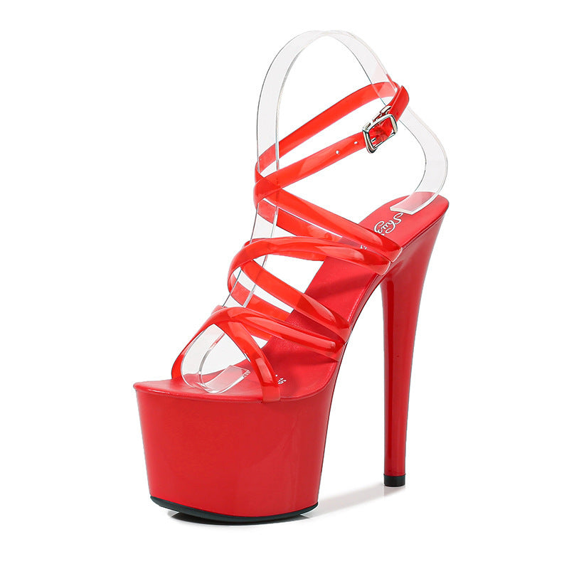 Transparent PVC Strap Platform Heels