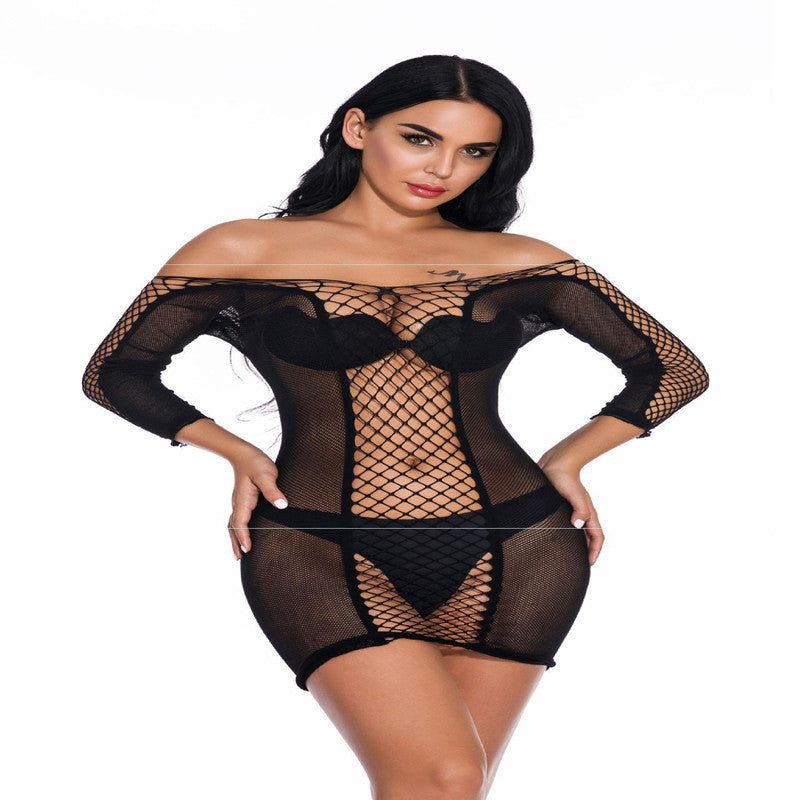 Fishnet Mid-Sleeve Lingerie Skirt