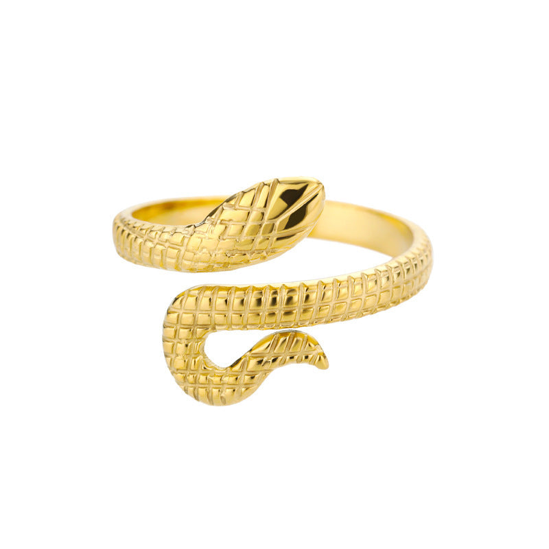 Titanium Steel 18K Gold Snake Ring