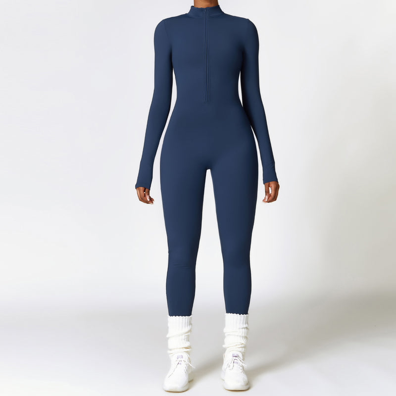 Warm Zipper Yoga Bodysuit for Women