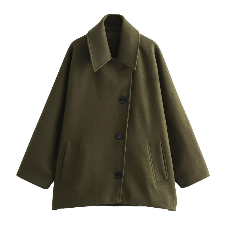 French Polo Collar Cape Coat