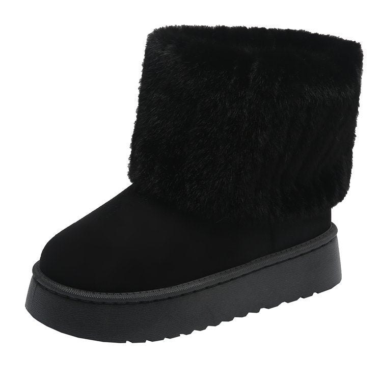 Thick-Soled Plush Mid-Tube Snow Boots