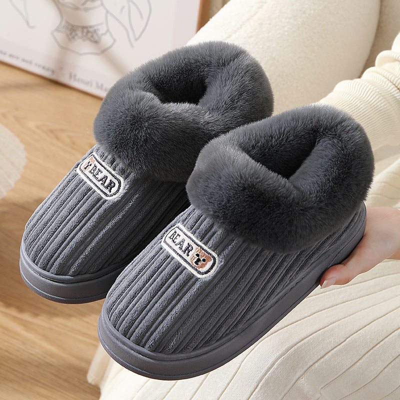 Winter Plush House Slippers with Heel