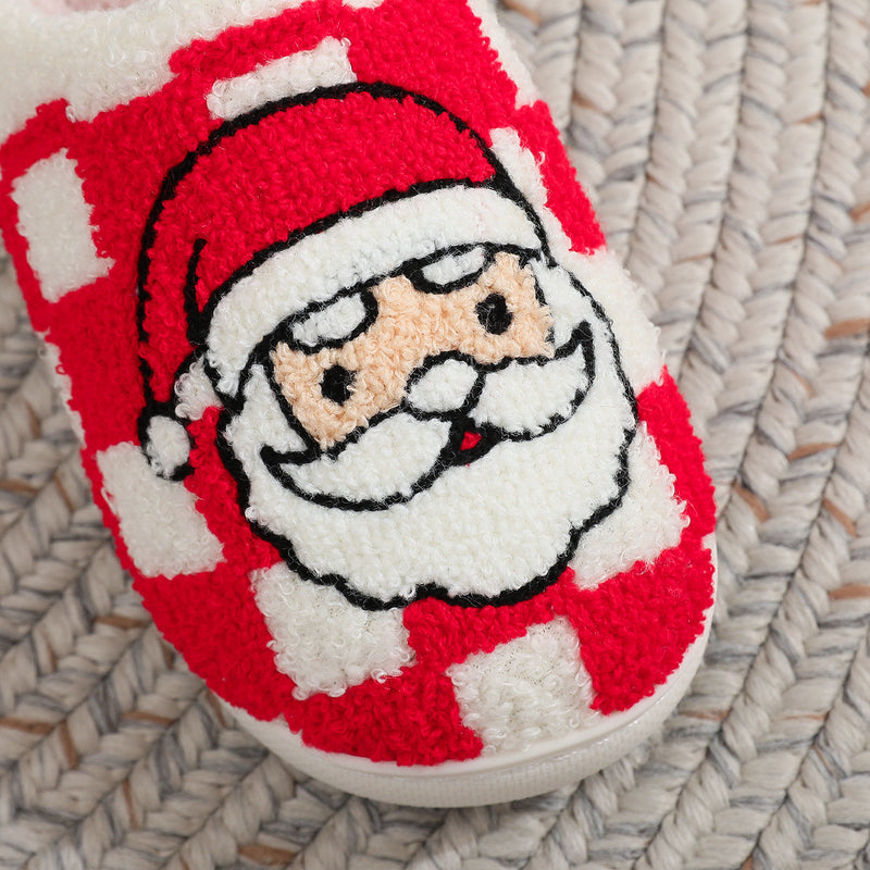 Christmas Plaid Santa Slippers - Women&