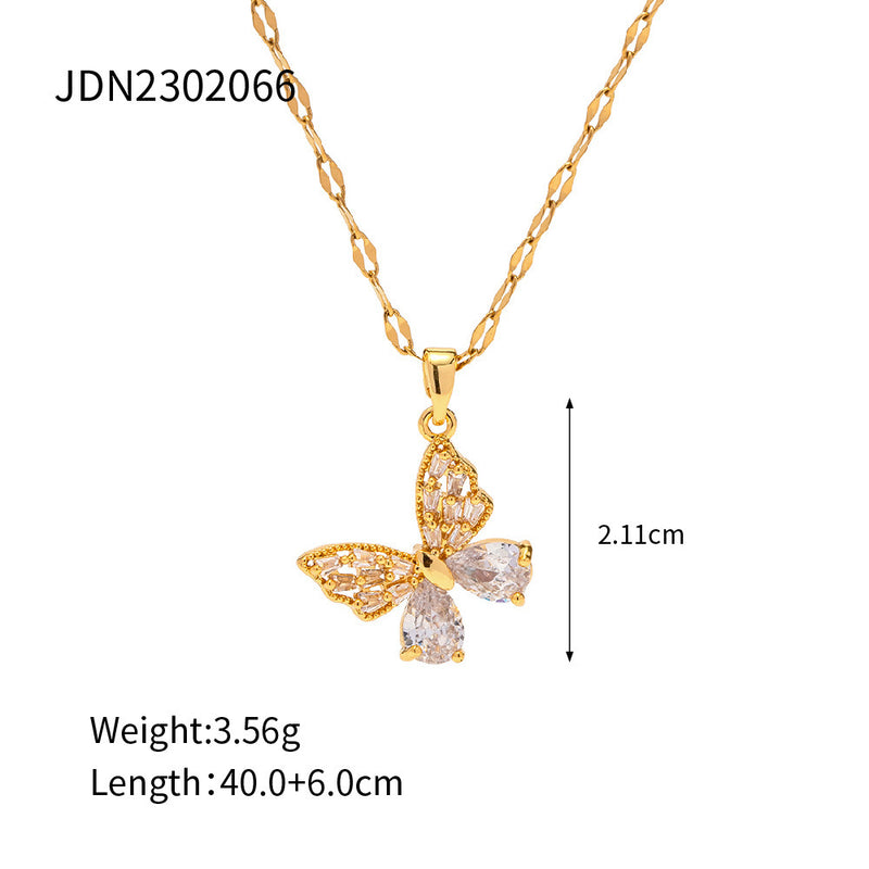 18K Gold Butterfly Necklace