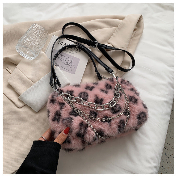 Winter Plush Chain Shoulder Bag for Women