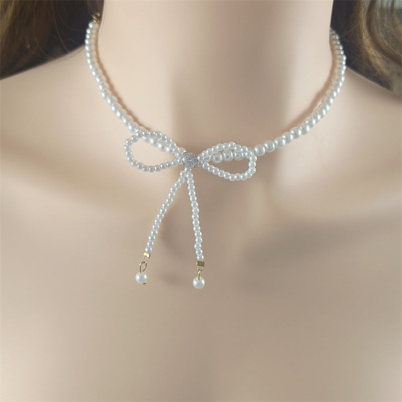 Super Fairy Bow Pearl Necklace