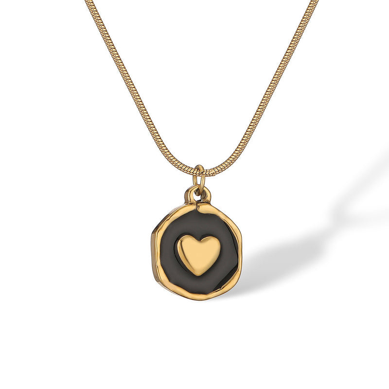 Retro Oil Dripping Heart Pendant Necklace