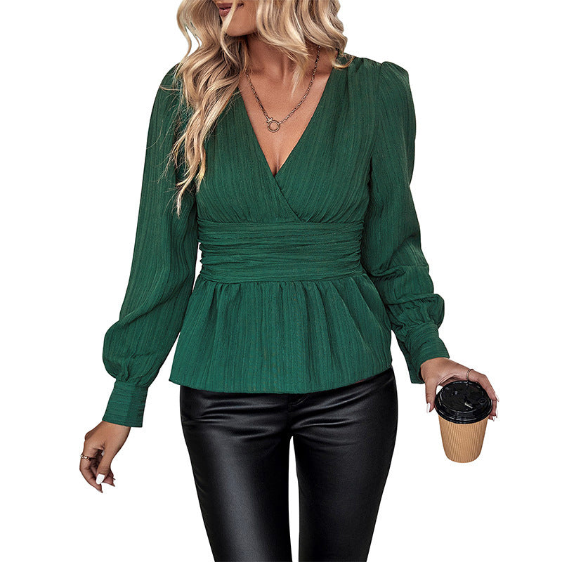 V-Neck Slim Fall Shirt