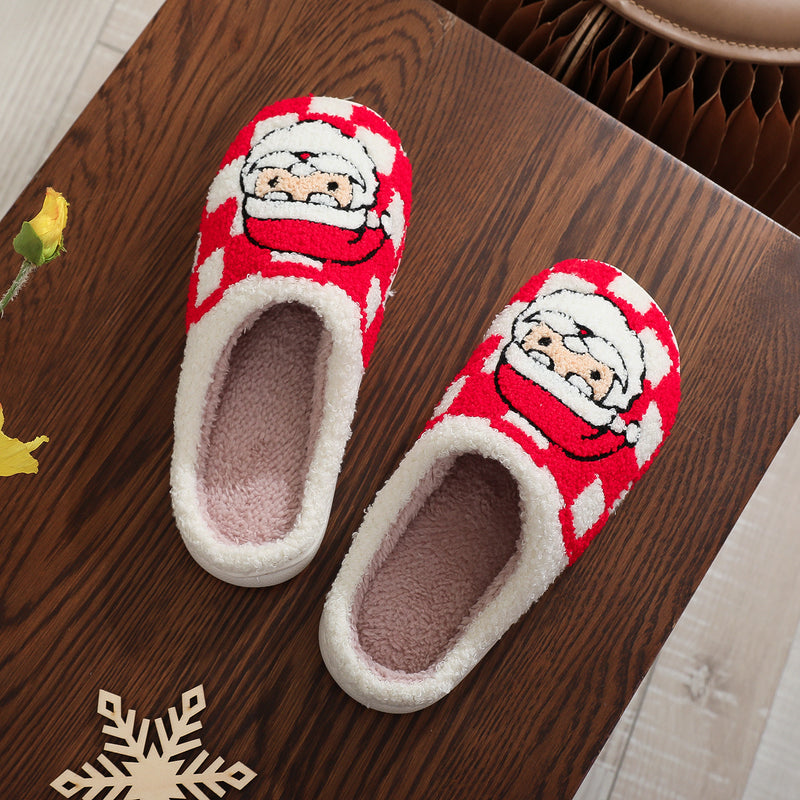 Christmas Plaid Santa Slippers - Women&