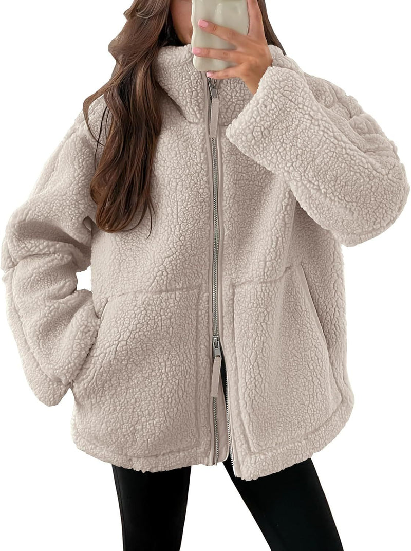 Winter Lapel Zip-up Coat - Women&