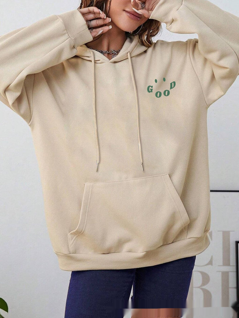 Double-Sided Printed Hooded Letter Sweater