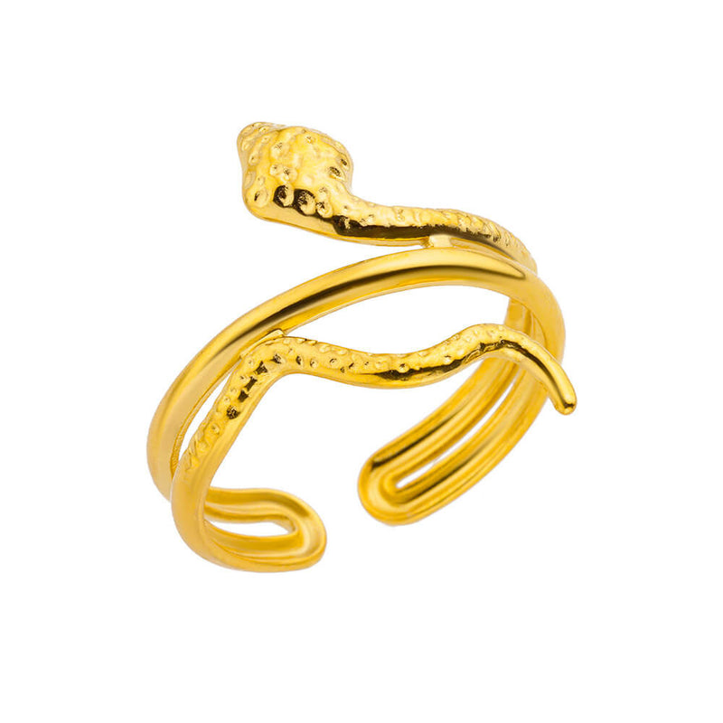 Titanium Steel 18K Gold Snake Ring