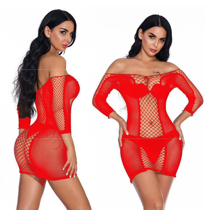 Fishnet Mid-Sleeve Lingerie Skirt