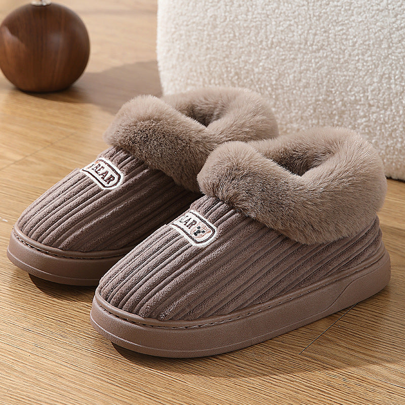 Winter Plush House Slippers with Heel