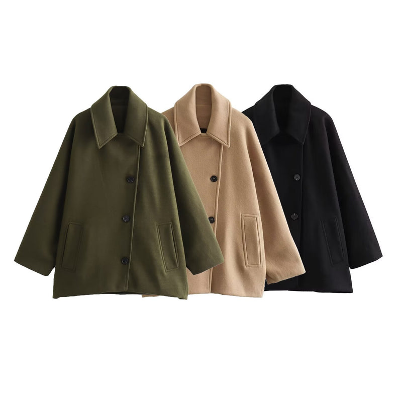 French Polo Collar Cape Coat