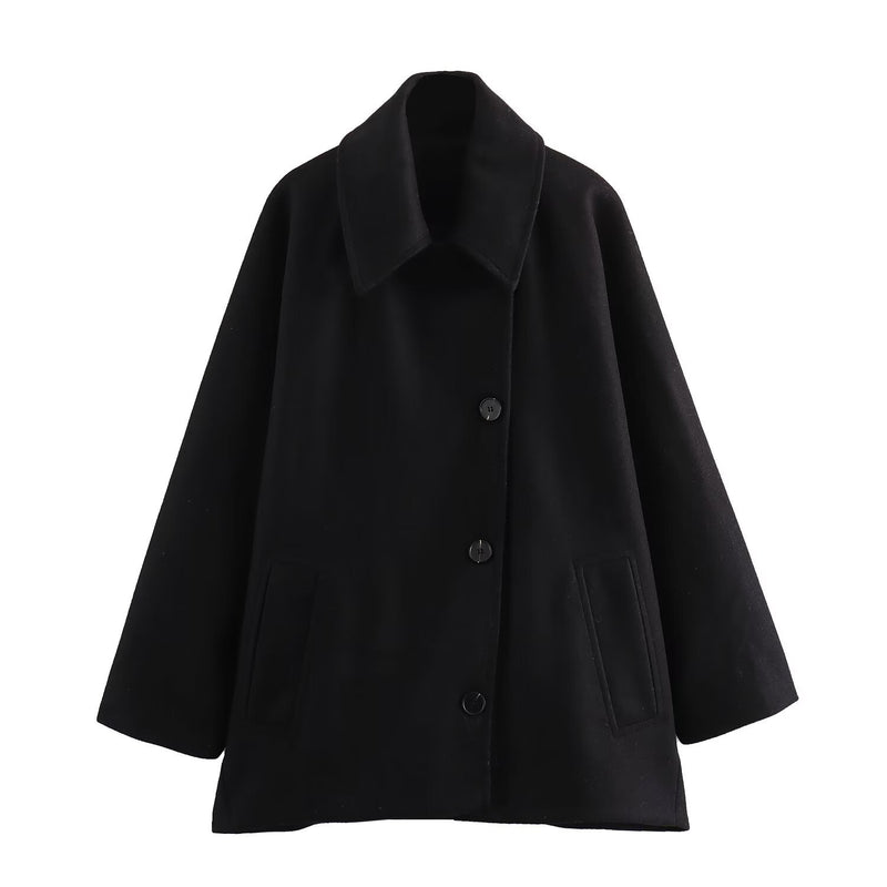 French Polo Collar Cape Coat