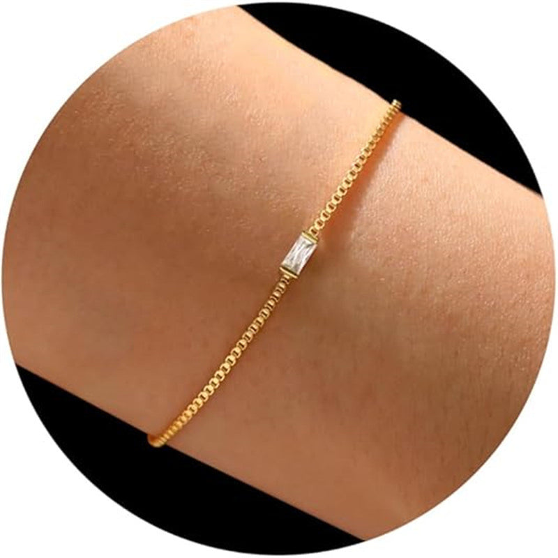 Retro Zircon Box Chain Bracelet