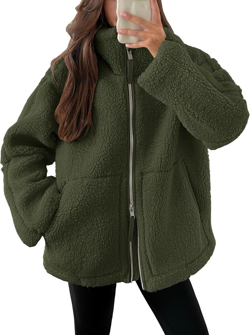 Winter Lapel Zip-up Coat - Women&