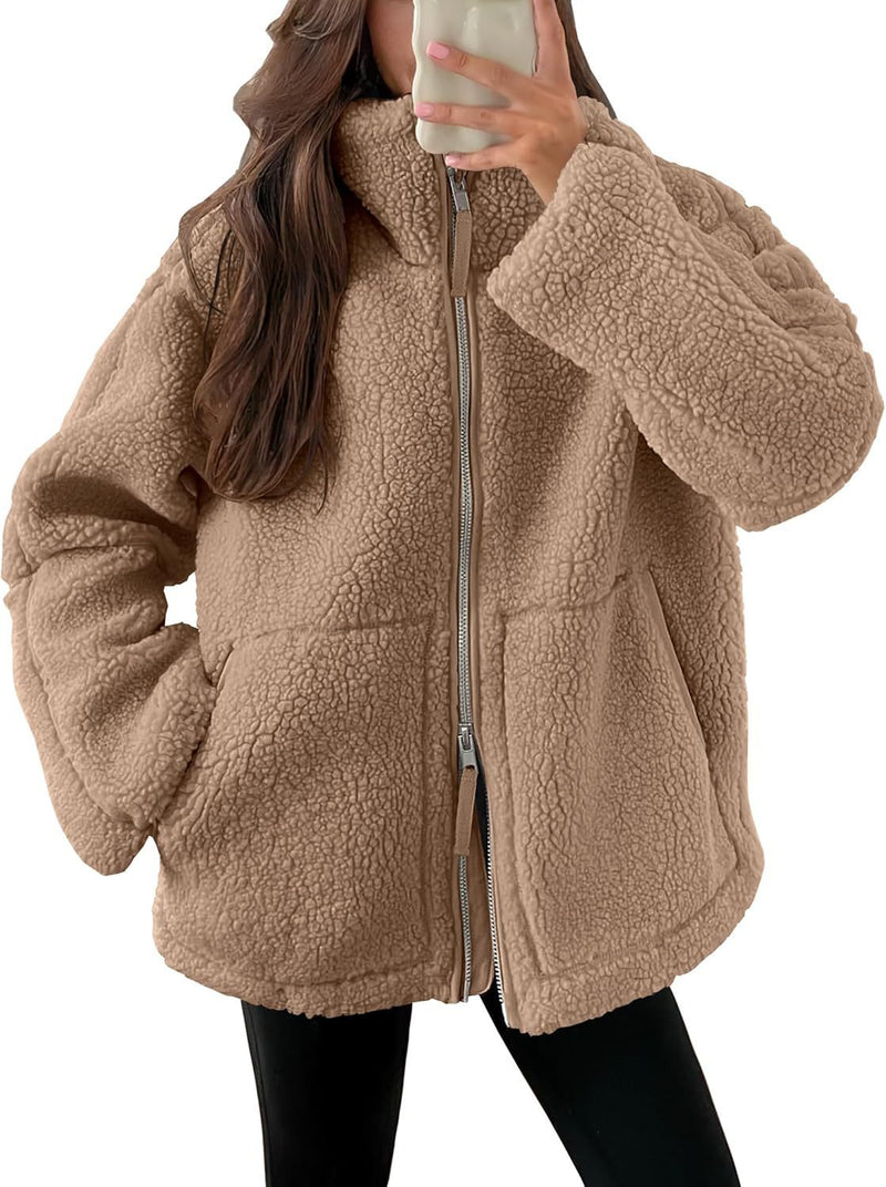 Winter Lapel Zip-up Coat - Women&