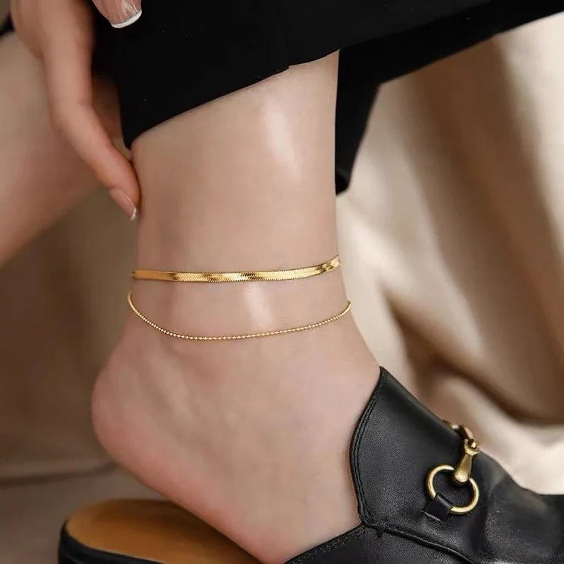 Simple Snake Bones Chain Anklet