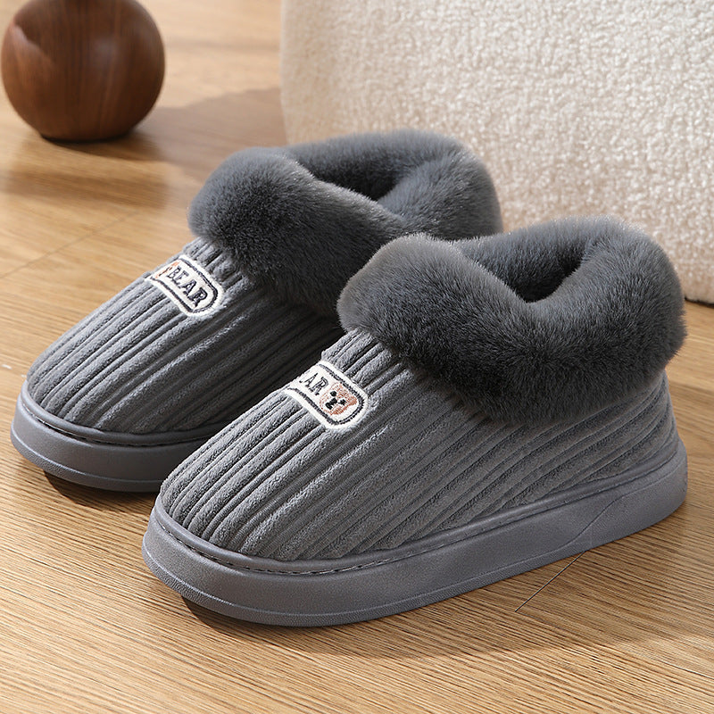 Winter Plush House Slippers with Heel