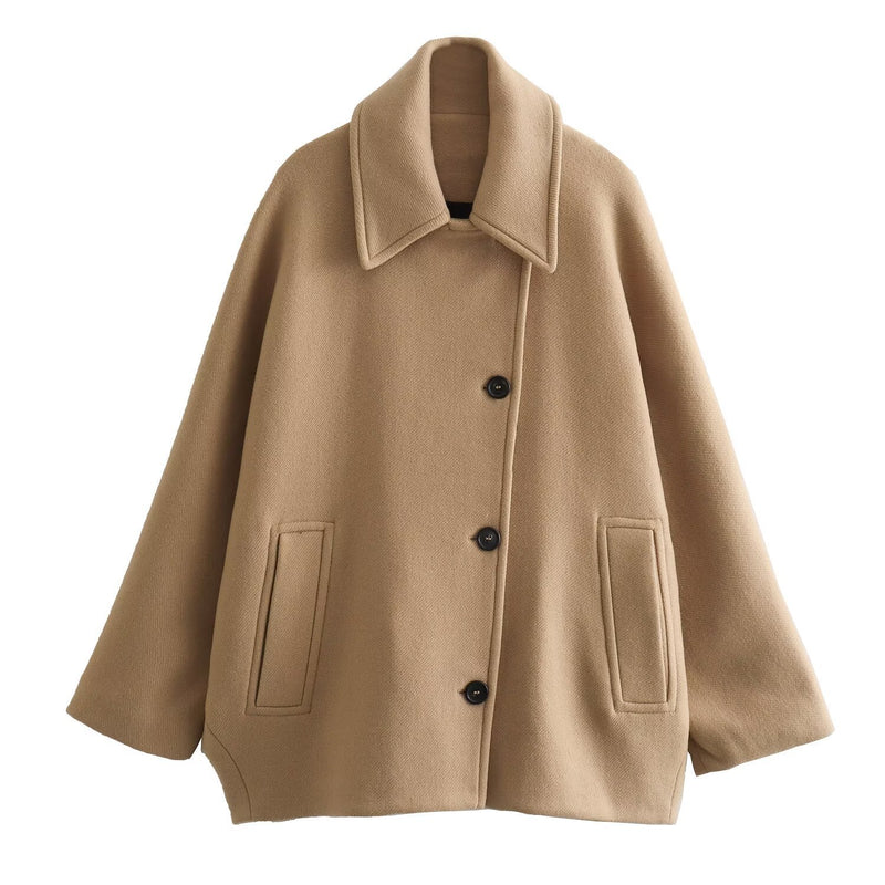 French Polo Collar Cape Coat