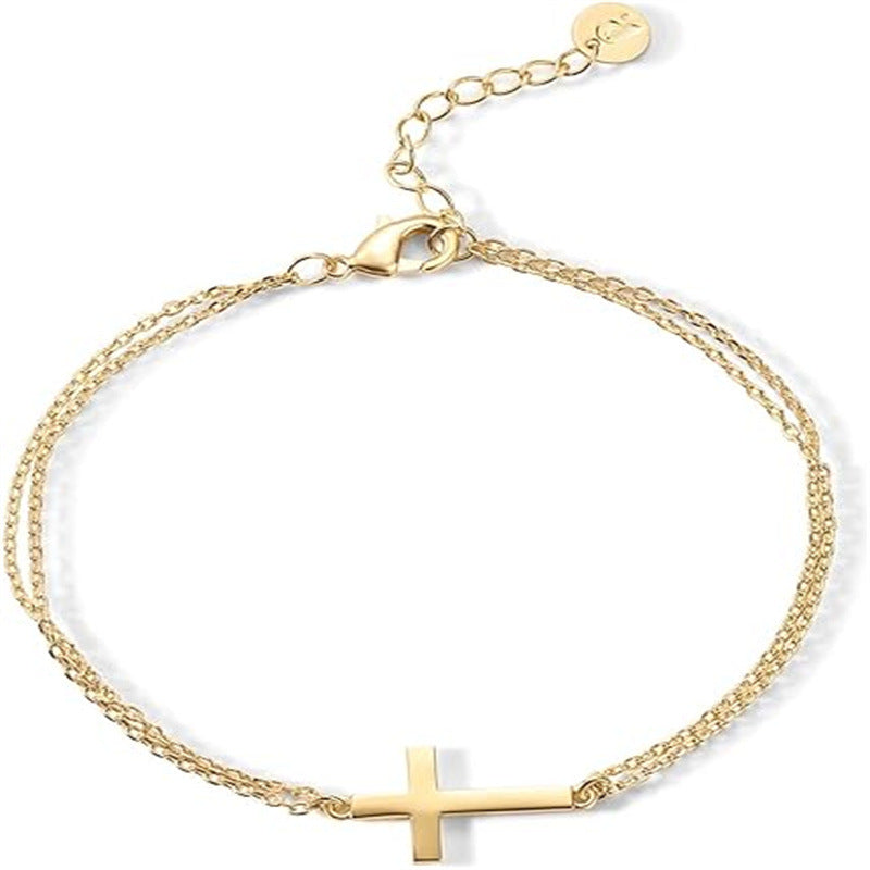 Cross Pendant Double-Layer Bracelet